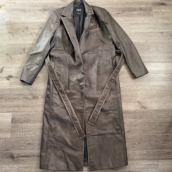 Zara Dark Brown Trench Coat - Picture 2 of 9